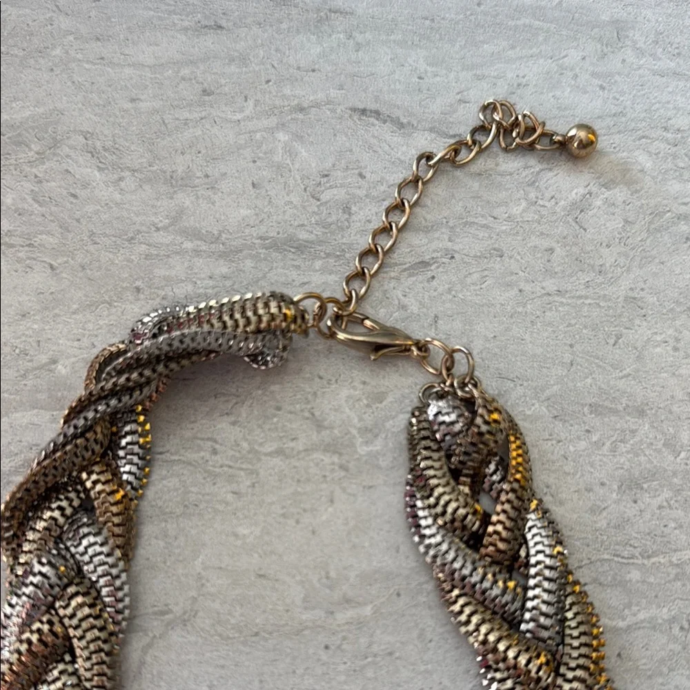 Sophisticated Silver and Gold Braided Necklace